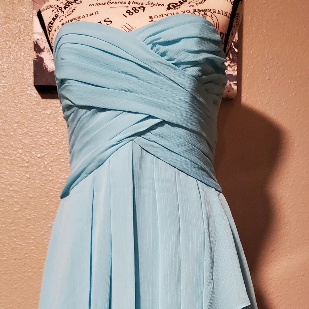 David's Bridal Chiffon Turquoise Dress